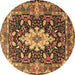 Round Persian Brown Traditional Rug, tr1500brn