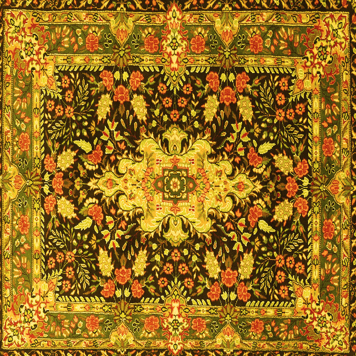 Square Machine Washable Persian Yellow Traditional Rug, wshtr1500yw