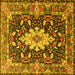 Square Machine Washable Persian Yellow Traditional Rug, wshtr1500yw