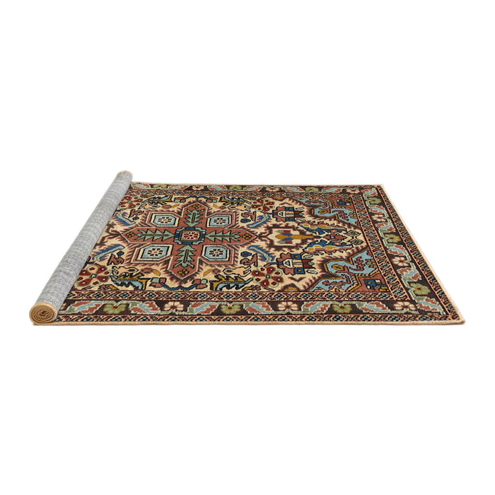 Sideview of Machine Washable Traditional Camel Brown Rug, wshtr1501
