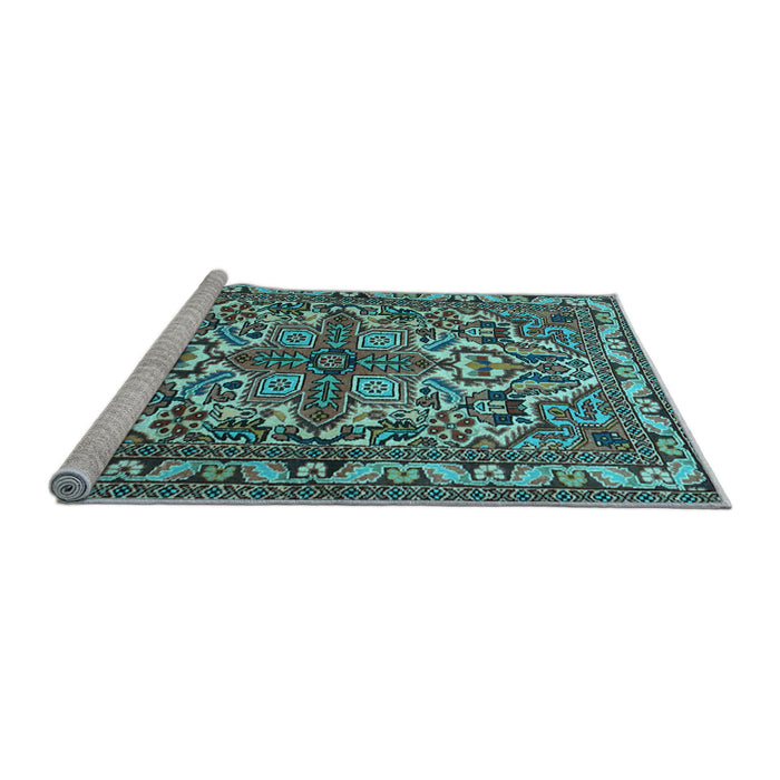 Sideview of Machine Washable Persian Light Blue Traditional Rug, wshtr1501lblu