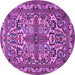 Round Machine Washable Persian Purple Traditional Area Rugs, wshtr1501pur