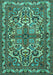 Machine Washable Persian Turquoise Traditional Area Rugs, wshtr1501turq