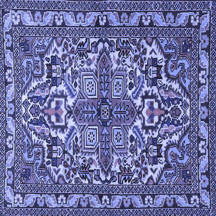 Square Machine Washable Persian Blue Traditional Rug, wshtr1501blu