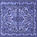 Square Machine Washable Persian Blue Traditional Rug, wshtr1501blu