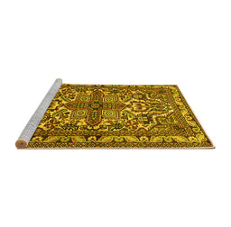 Sideview of Machine Washable Persian Yellow Traditional Rug, wshtr1501yw