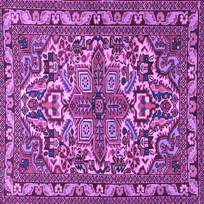 Square Machine Washable Persian Purple Traditional Area Rugs, wshtr1501pur