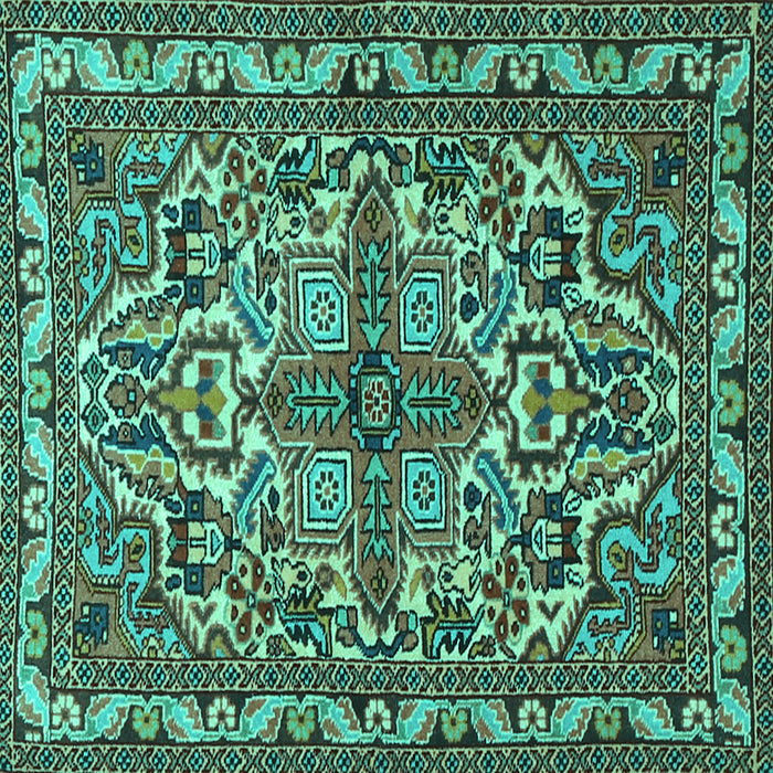 Square Persian Turquoise Traditional Rug, tr1501turq