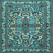 Square Machine Washable Persian Light Blue Traditional Rug, wshtr1501lblu