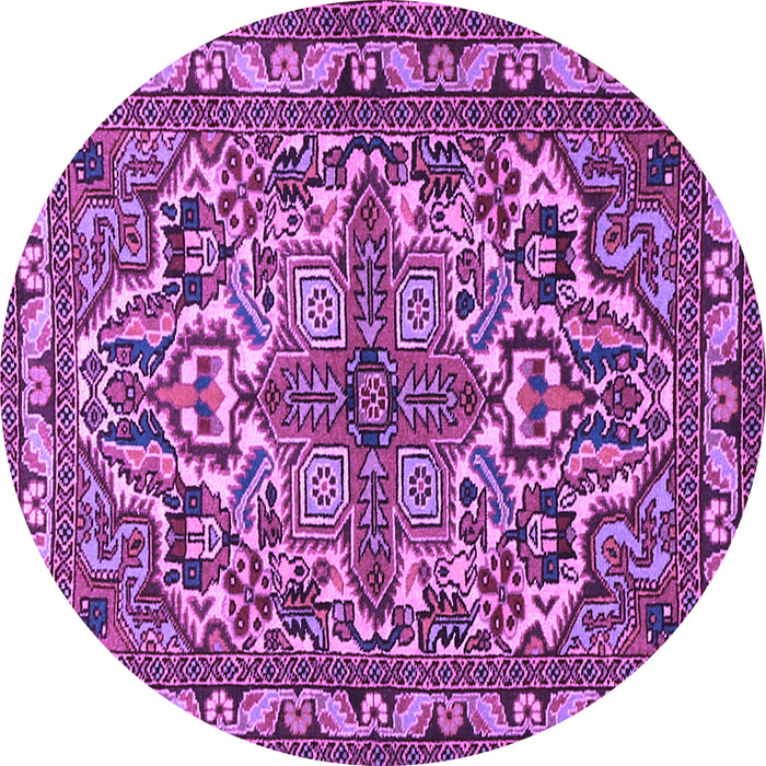 Round Persian Purple Traditional Rug, tr1501pur