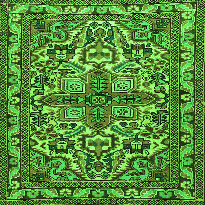 Serging Thickness of Persian Green Traditional Rug, tr1501grn