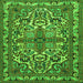 Round Machine Washable Persian Green Traditional Area Rugs, wshtr1501grn