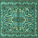 Square Machine Washable Persian Turquoise Traditional Area Rugs, wshtr1501turq