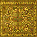 Square Machine Washable Persian Yellow Traditional Rug, wshtr1501yw