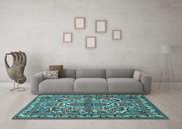Machine Washable Persian Light Blue Traditional Rug in a Living Room, wshtr1501lblu