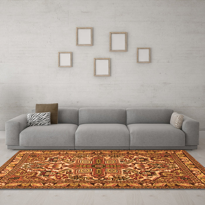 Machine Washable Persian Orange Traditional Area Rugs in a Living Room, wshtr1501org