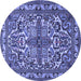 Round Persian Blue Traditional Rug, tr1501blu