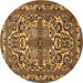 Round Persian Brown Traditional Rug, tr1501brn