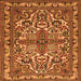 Round Machine Washable Persian Orange Traditional Area Rugs, wshtr1501org