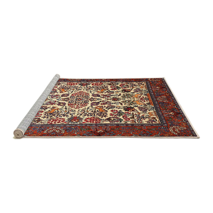 Sideview of Machine Washable Traditional Saffron Red Rug, wshtr1502