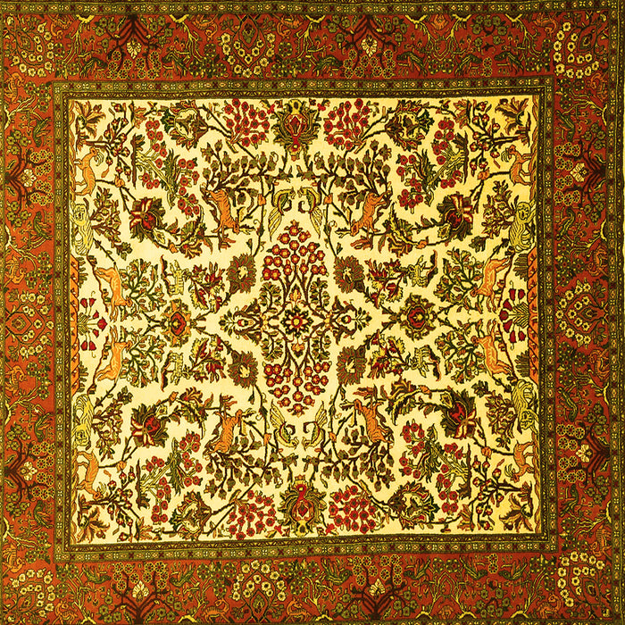 Square Machine Washable Persian Yellow Traditional Rug, wshtr1502yw