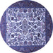 Round Machine Washable Persian Blue Traditional Rug, wshtr1502blu