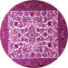 Round Persian Pink Traditional Rug, tr1502pnk