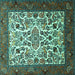 Square Persian Turquoise Traditional Rug, tr1502turq