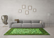 Machine Washable Persian Green Traditional Area Rugs in a Living Room,, wshtr1502grn