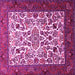 Square Machine Washable Persian Pink Traditional Rug, wshtr1502pnk