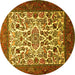 Round Persian Yellow Traditional Rug, tr1502yw