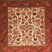 Round Machine Washable Persian Orange Traditional Area Rugs, wshtr1502org