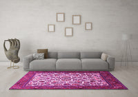 Machine Washable Persian Pink Traditional Rug, wshtr1502pnk