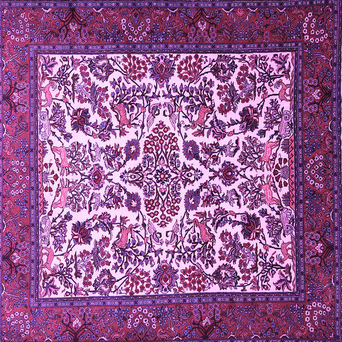 Square Machine Washable Persian Purple Traditional Area Rugs, wshtr1502pur