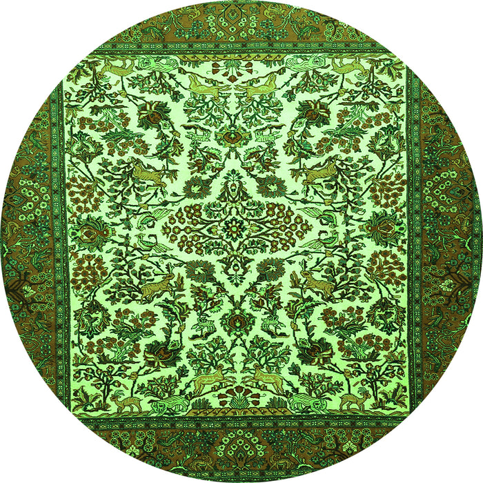 Square Persian Green Traditional Rug, tr1502grn