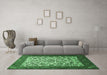 Machine Washable Persian Emerald Green Traditional Area Rugs in a Living Room,, wshtr1502emgrn