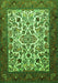 Serging Thickness of Machine Washable Persian Green Traditional Area Rugs, wshtr1502grn