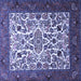 Square Machine Washable Persian Blue Traditional Rug, wshtr1502blu