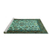 Sideview of Machine Washable Persian Turquoise Traditional Area Rugs, wshtr1502turq