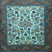 Square Persian Light Blue Traditional Rug, tr1502lblu