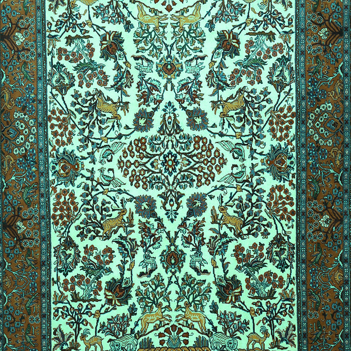 Machine Washable Persian Turquoise Traditional Area Rugs, wshtr1502turq