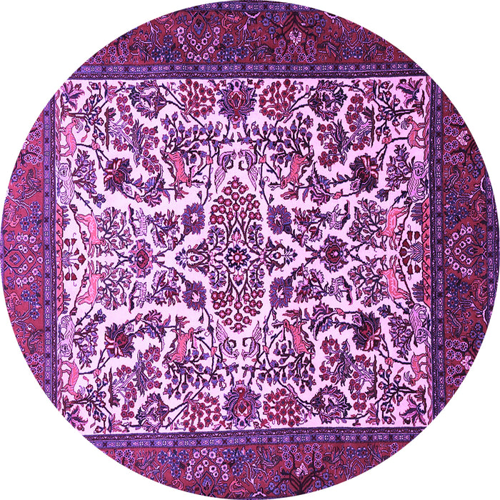 Round Persian Purple Traditional Rug, tr1502pur