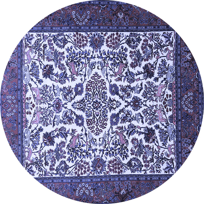 Round Persian Blue Traditional Rug, tr1502blu