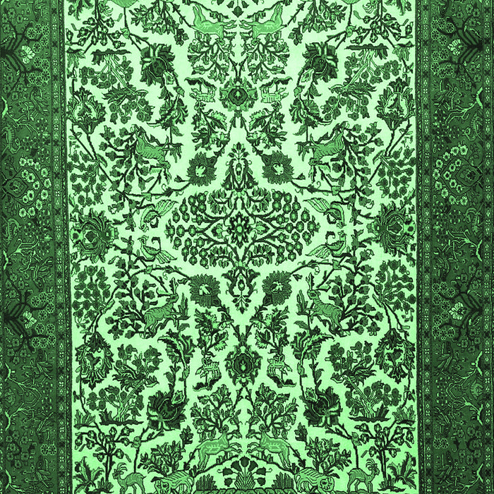 Machine Washable Persian Emerald Green Traditional Area Rugs, wshtr1502emgrn