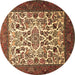 Round Persian Brown Traditional Rug, tr1502brn