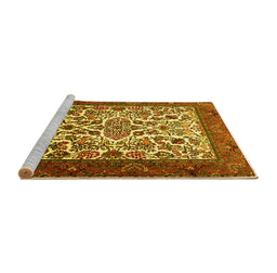Sideview of Machine Washable Persian Yellow Traditional Rug, wshtr1502yw
