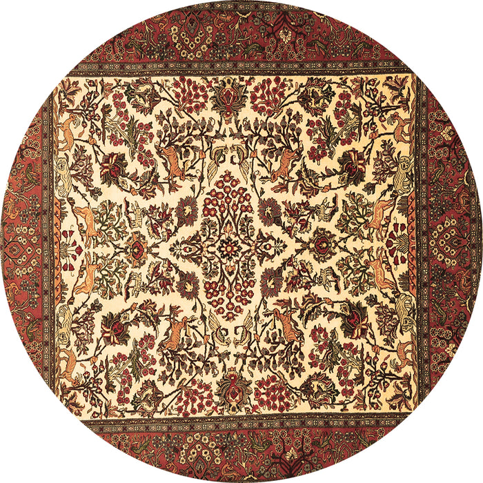 Round Machine Washable Persian Brown Traditional Rug, wshtr1502brn