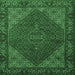 Square Persian Emerald Green Traditional Rug, tr1503emgrn