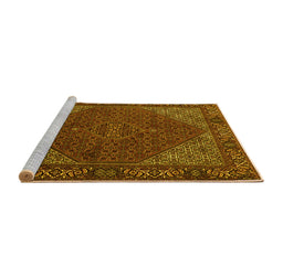 Sideview of Machine Washable Persian Yellow Traditional Rug, wshtr1503yw