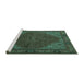 Sideview of Machine Washable Persian Turquoise Traditional Area Rugs, wshtr1503turq